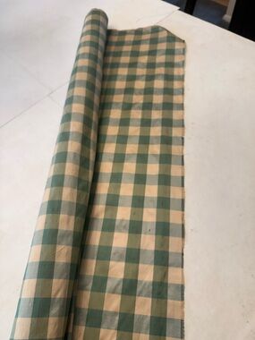 Green and Cream Buffalo Check Fabric Roll